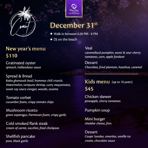 NYE dinner coast
